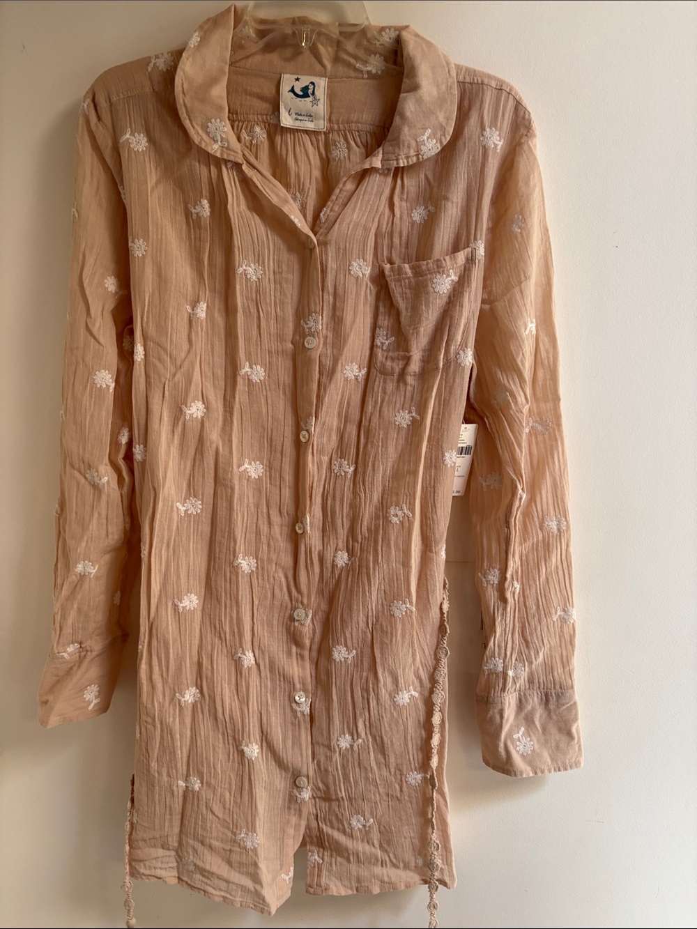 Anthropologie Embroidered Cotton Gauze Tunic Dress - Picture 5 of 10